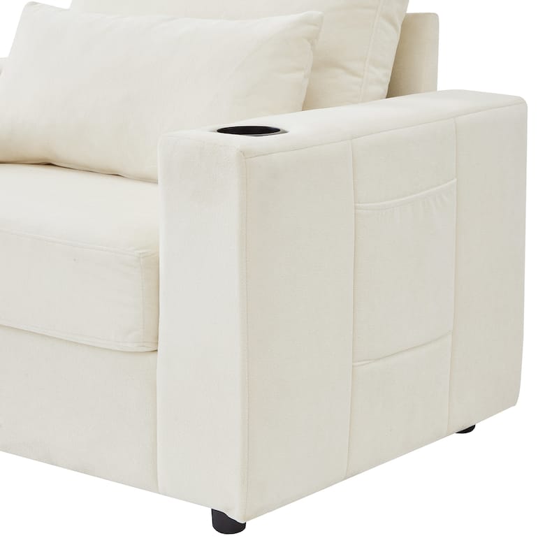 Modern Multifunctional Armchair Chaise Lounge with Movable Ottoman by Harper&Bright Designs