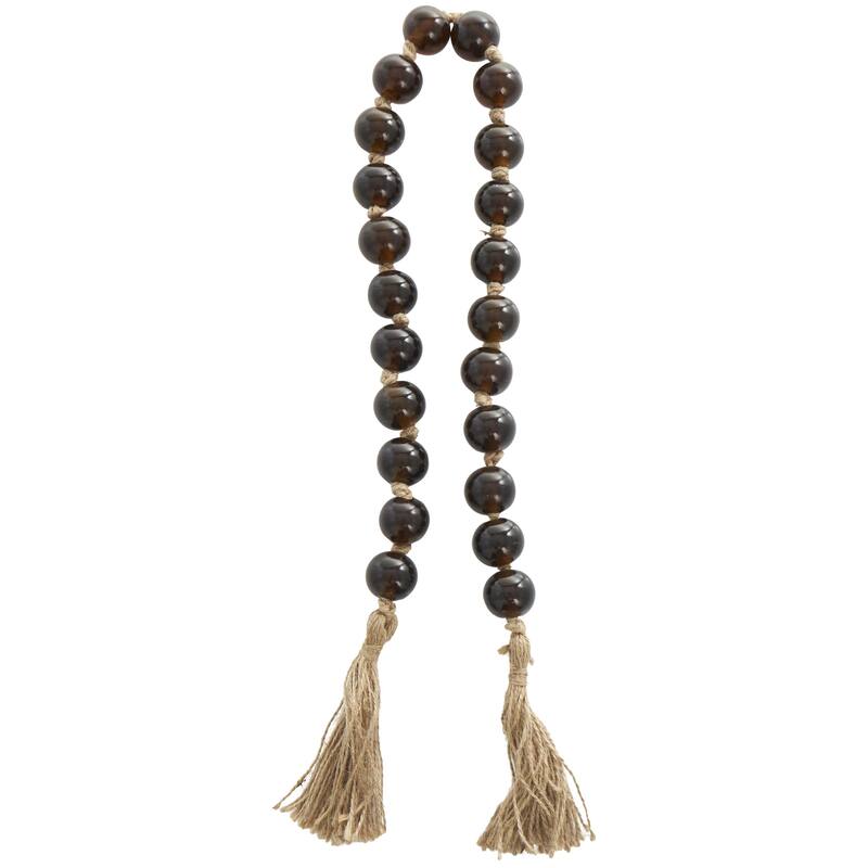 Glass Handmade Round Beaded Garland with Tassel with Knotted Brown Jute - Roche River Decor