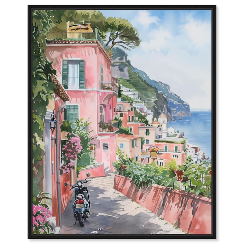 Lush Coastal Villa Canvas by Art Remedy - 20" x 24" - Black