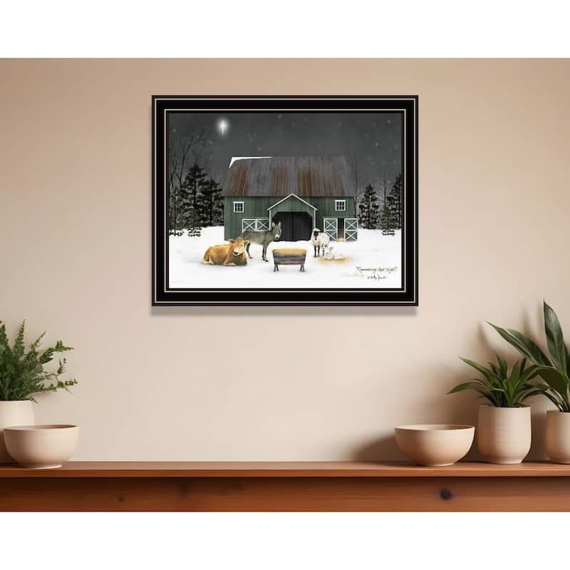 HomeRoots Remembering the Night Christmas Manger Black Framed Wall Art - 18' X '14' X '1