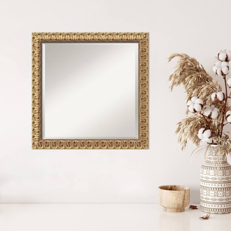 Beveled Wood Wall Mirror - Florentine Gold Frame - Florentine Gold