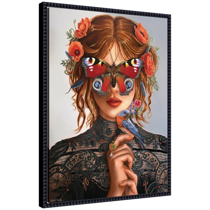 Kate and Laurel Dreamer by Charlotte Brindley Framed Canvas Wall Art Print - 18x24 - Black