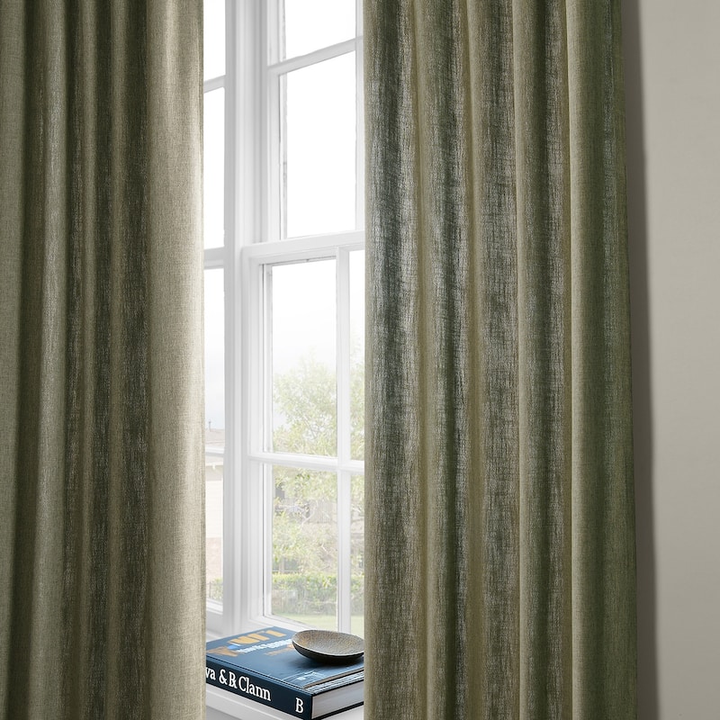 Exclusive Fabrics Basic Faux Linen Curtain Pair - 2 Panels - Light Filtering Window Curtains