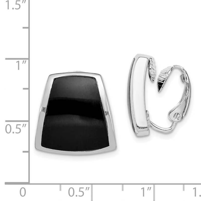 Curata 925 Sterling Silver Polished Simulated Onyx Non Pierced Earrings