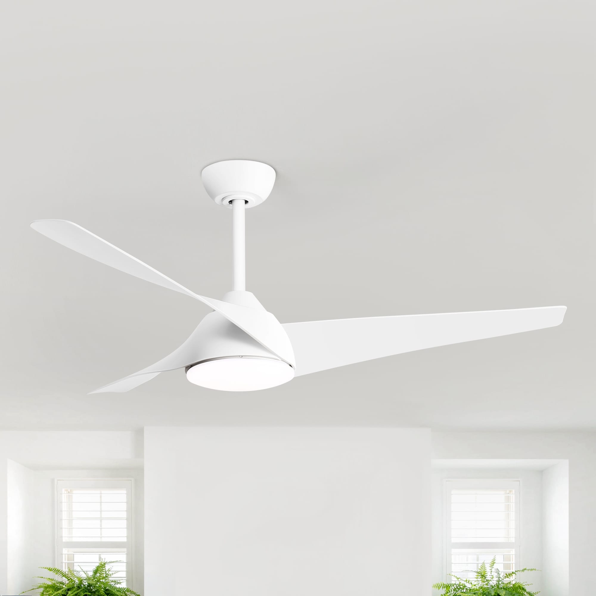 52 Inch 3-Blade Integrated LED Ceiling Fan with Light Remote and Downrod