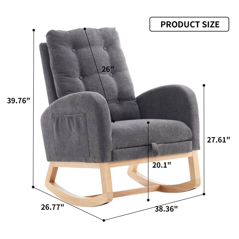 High-Back Rocker Chair with Footrest & Pocket