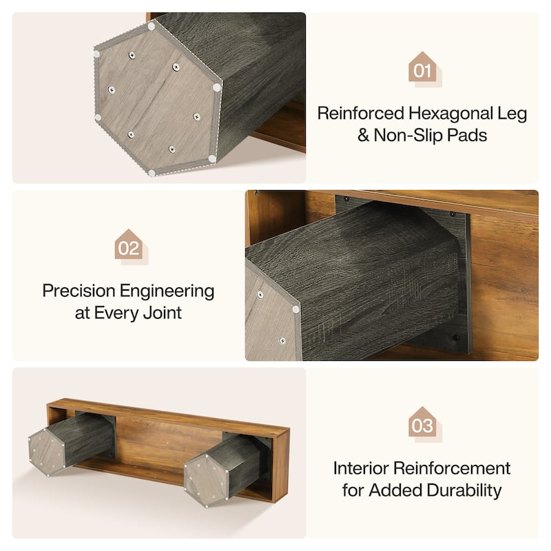 TV Stands for TVs up to 55''/65''/70", TV Media Entertainment Center for Living Room / Bedroom - 62.99" W × 15.75" D × 21.65" H