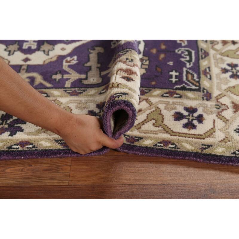 Hand Knotted Oriental 100% Wool Carpet Transitional All-Over Purples Oushak Area Rug - 6' 0'' X 4' 2''