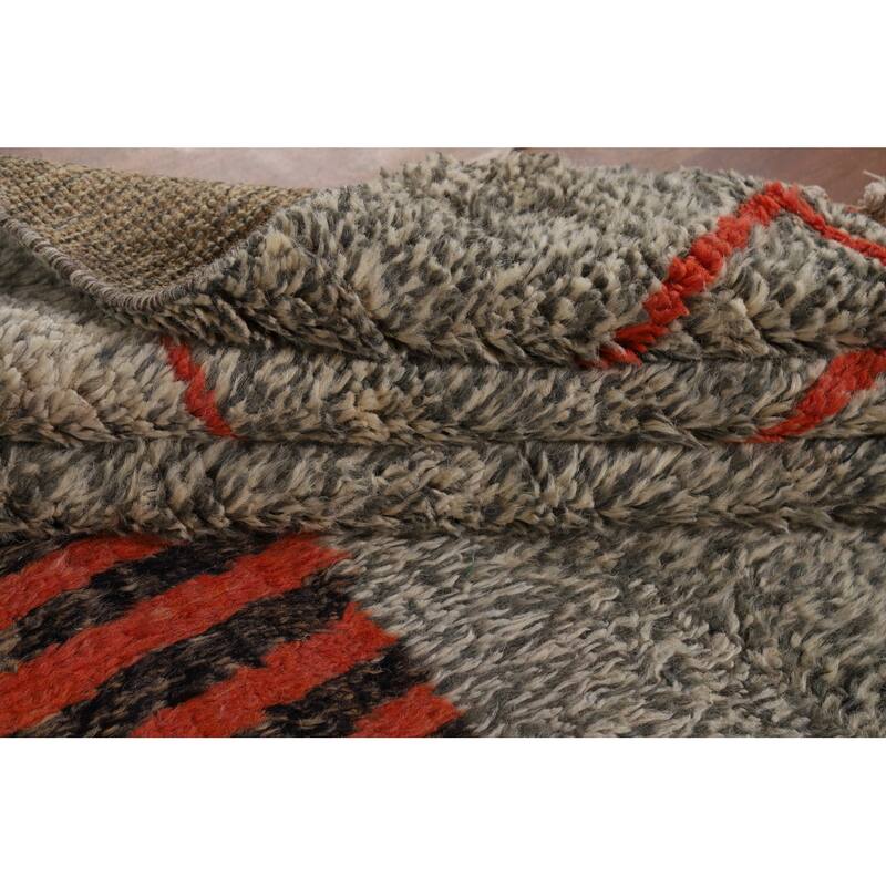 Geometric Plush Moroccan Oriental Area Rug Hand-Knotted Wool Carpet - 7'0" x 10'9"