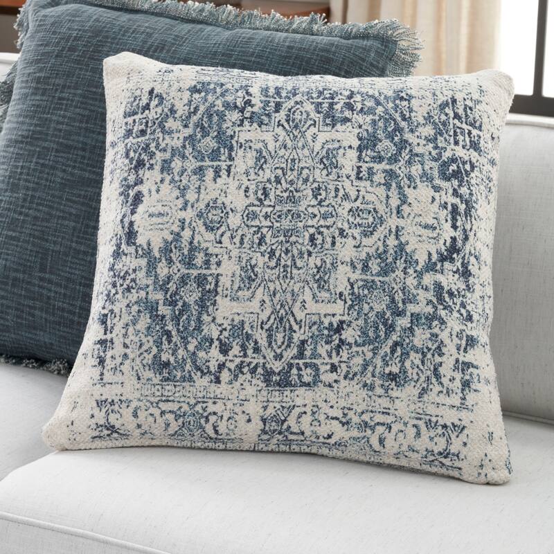 Nicole Curtis Nicole Curtis Pillow Vj020 20" x 20" Ivory Navy Indoor Throw Pillow