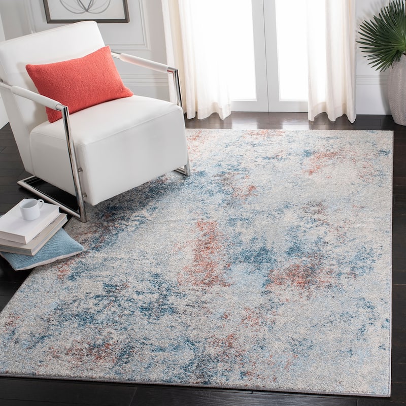 SAFAVIEH Tulum Melinda Modern Abstract Rug - 3' Square - Light Blue/Ivory