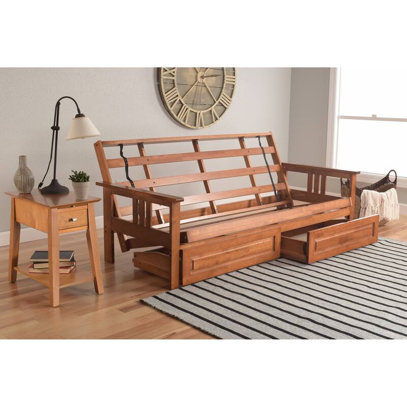 Somette Beli Mont Fabric/Wood Futon Set with Storage Drawers