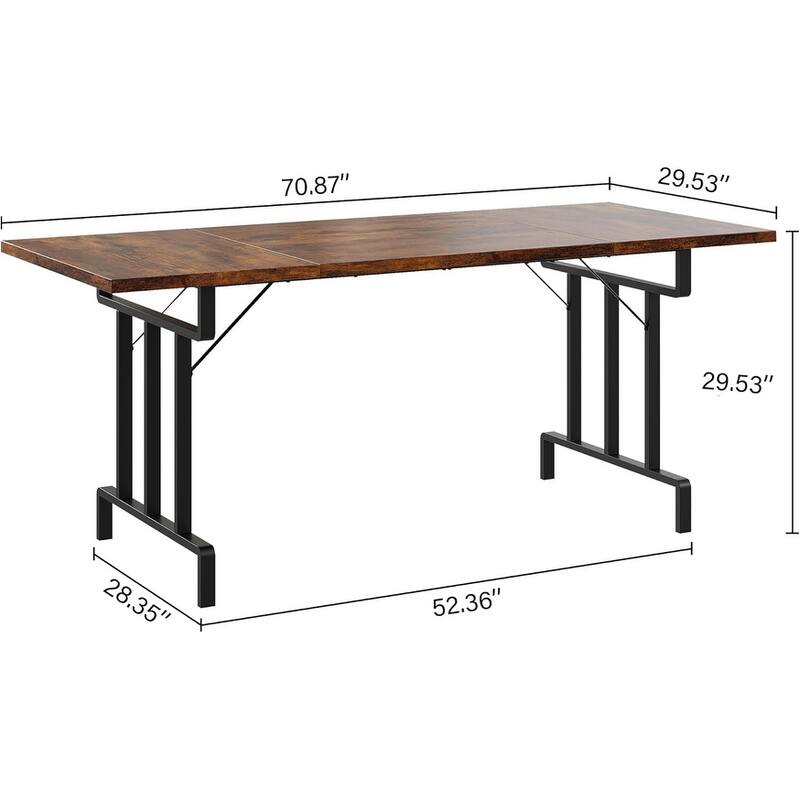 Dining Table, Rectangular Wooden Kitchen Table for 6, Industrial Farmhouse Kitchen Sets