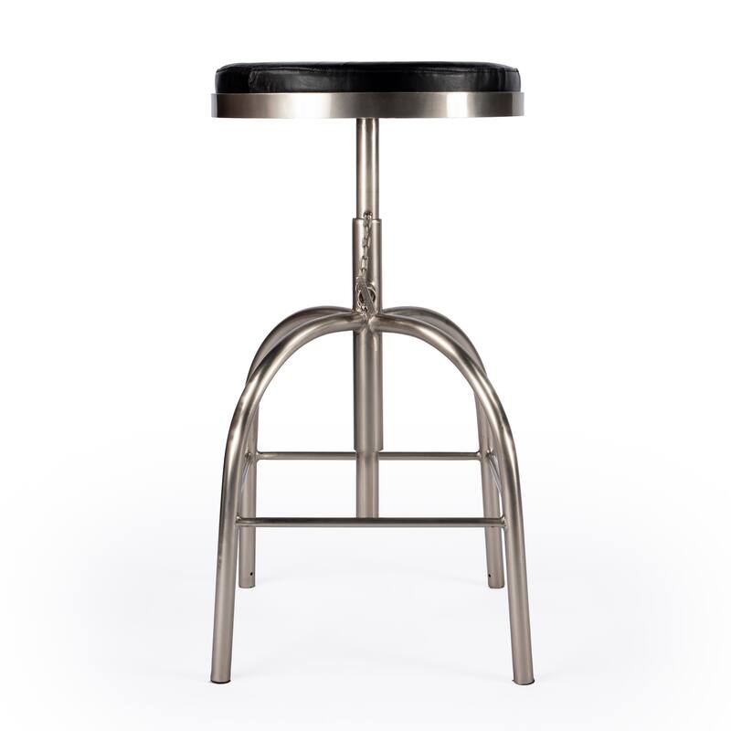 Clyde Black Leather Adjustable Bar Stool