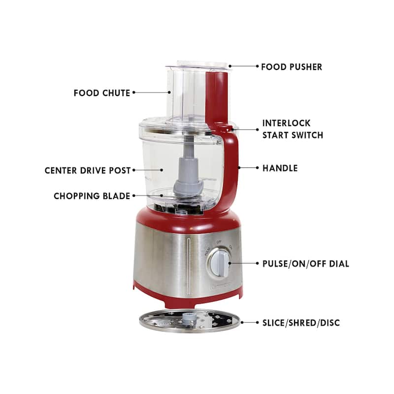 Kenmore 11-Cup Food Processor and Vegetable Chopper, Red & Silver