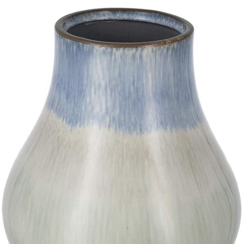 10" Blue And Gray Ombre Ceramic Round Table Vase - 9.10