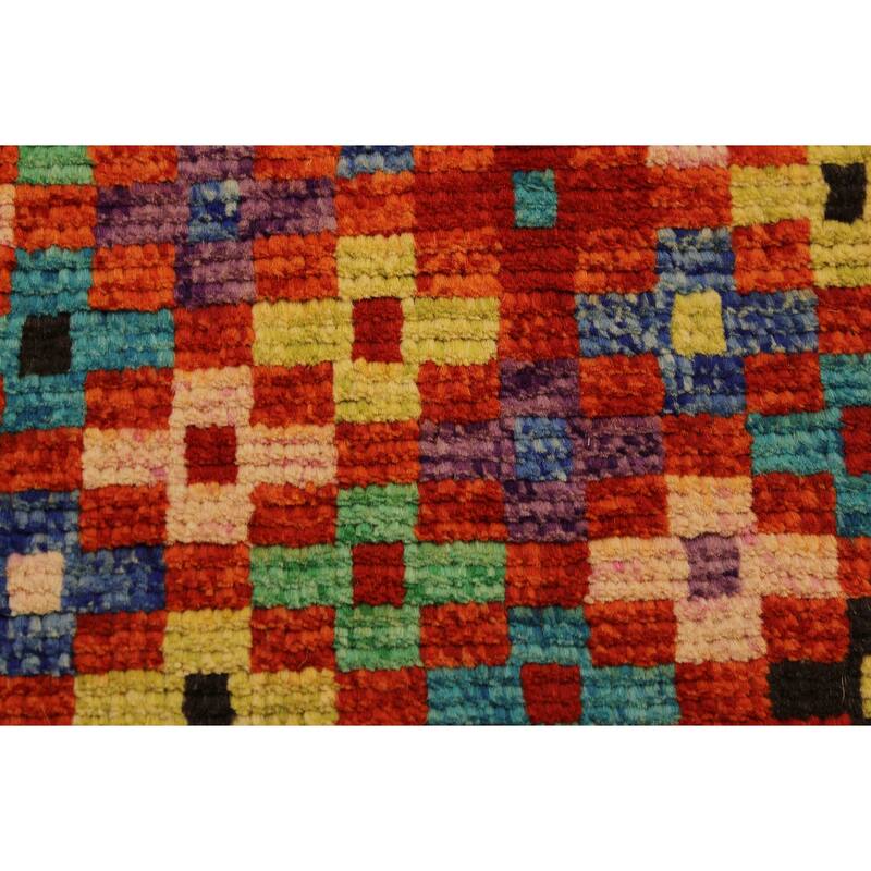 Tribal Balochi Zavala Orange/Blue Hand Knotted Wool Rug - 3'4'' x 4'11''