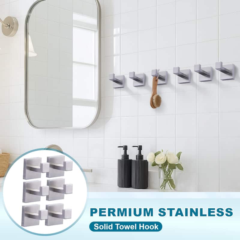 WOWOW J-Hook Wall Mount Robe/Towel Hook 6PCS