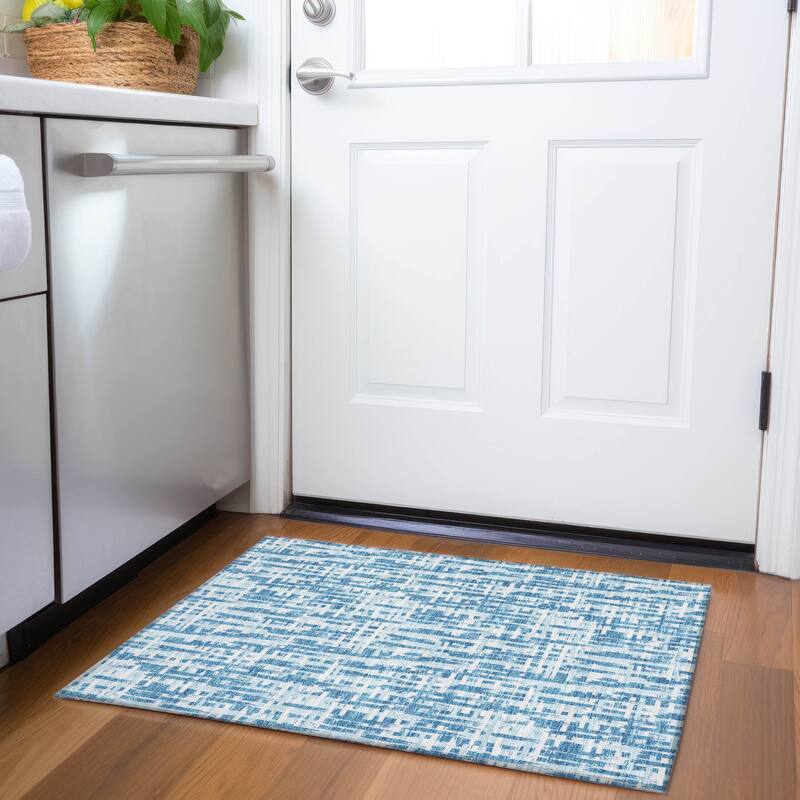 Premium Washable Super Soft Abstract Weave Mayfield Rug - Teal - 1'8" x 2'6"
