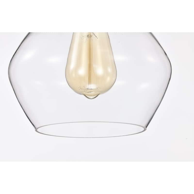 Black and Antique Brass 1-Light 8 Inch Pendant with Clear Glass Shade