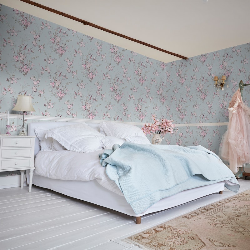 Shabby Chic by Rachel Ashwell Bird Chinoiserie Blue Wallpaper