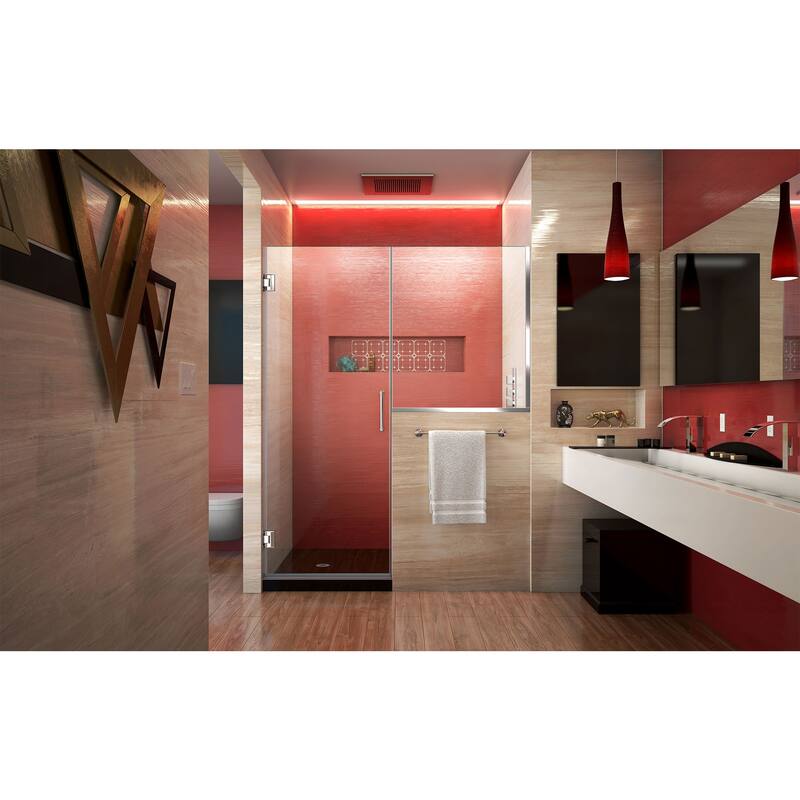 DreamLine Unidoor Plus 58-58 1/2 in. W x 72 in. H Hinged Shower Door with 34 in. Half Panel - 58" - 58.5" W - Chrome Finish