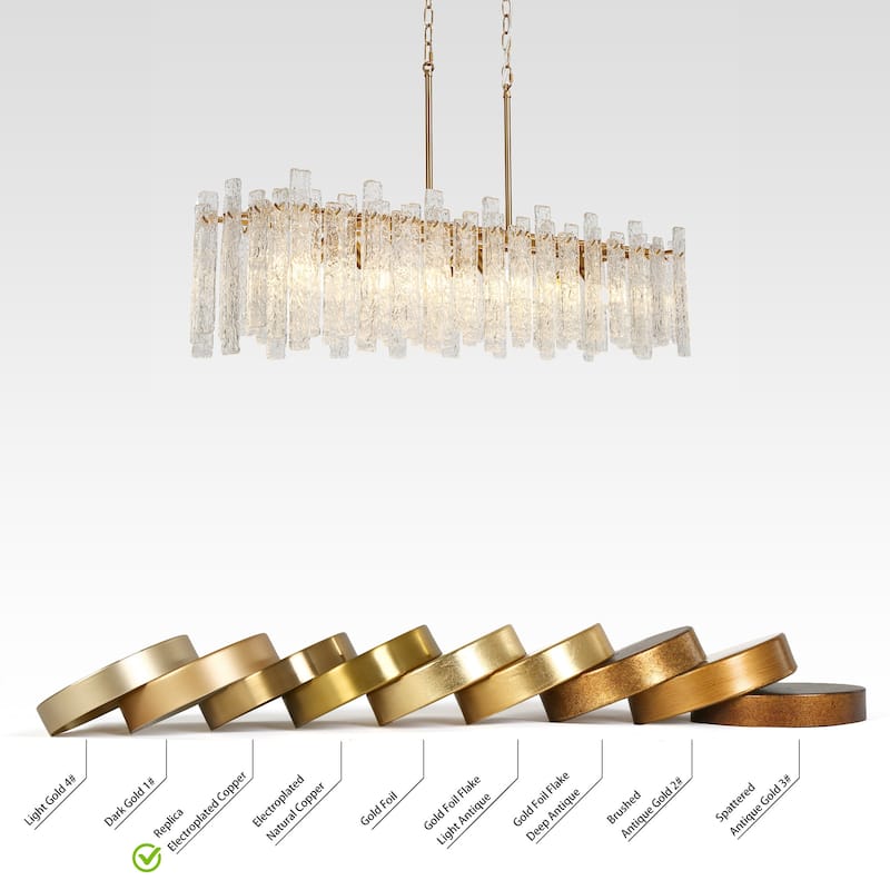Modern Brass 6-Light Glass Island Chandelier Linear 39" W Kitchen Island Lights - 39" W x 9.8" D x 9.8" H