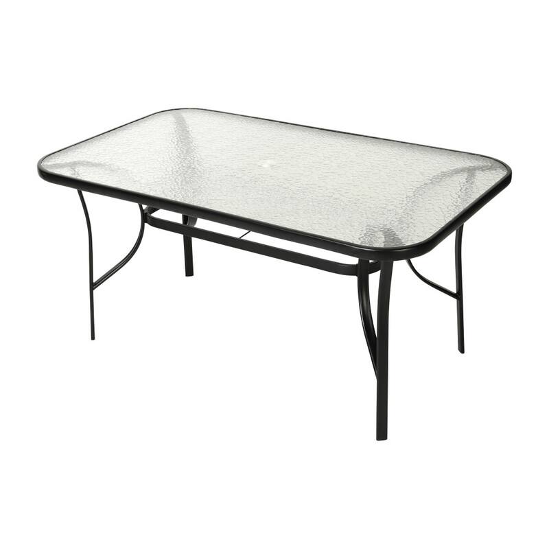 7 Piece Patio Dining Table and Chairs Set with Glass Table and 6 Chairs