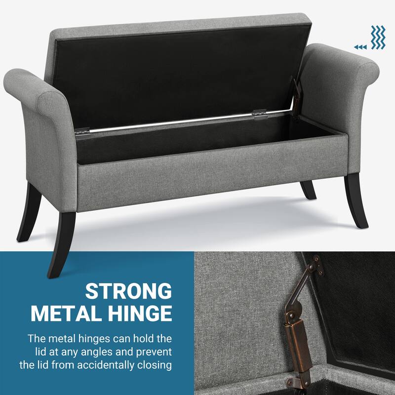 Yaheetech Modern Fabric Tufted Storage Bench with Cushioned Ottoman