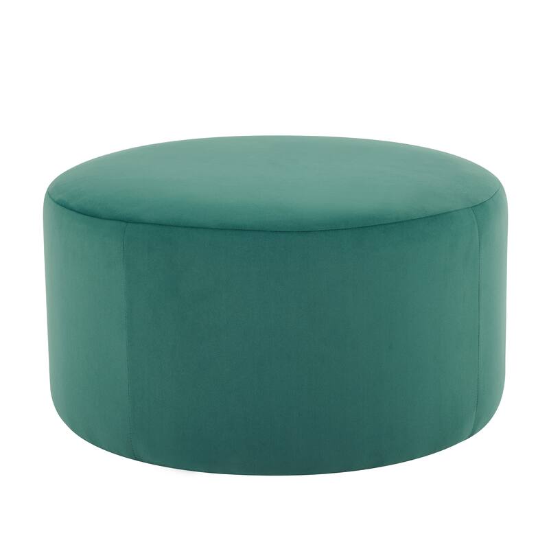 Olias Velvet Upholstered Round Ottoman by Christopher Knight Home