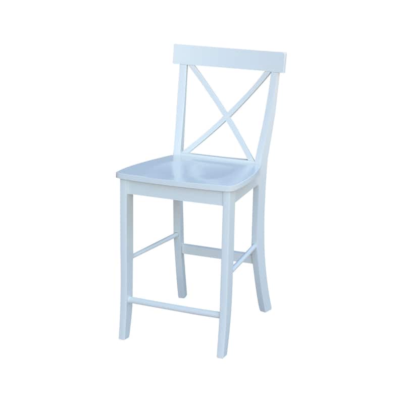 International Concepts 36" Round Pedestal Table with 2 X-back Counter Height Stools - Set of 3