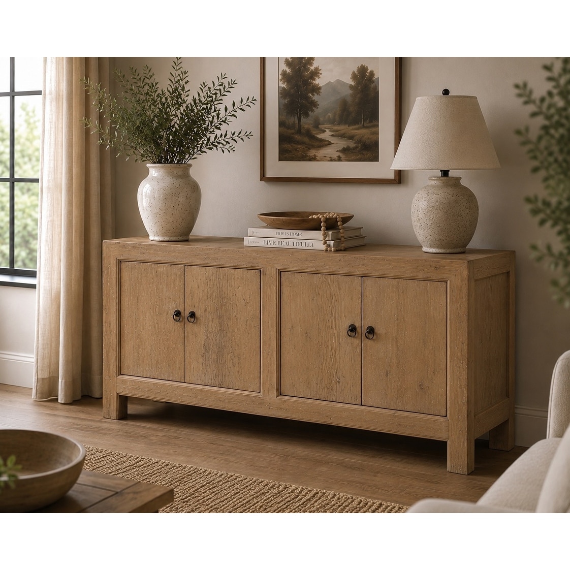67" Capri 4 Door Sideboard, Weathered Natural
