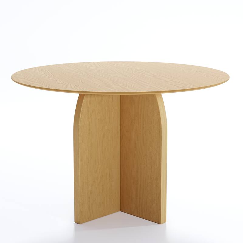Solid Wood Round Dining Table with Finish and Elegant Arched Legs for Modern Dining Rooms & Kitchens