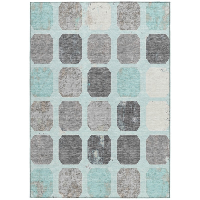 HomeRoots Geometric Transitional Rectangle Outdoor Rug