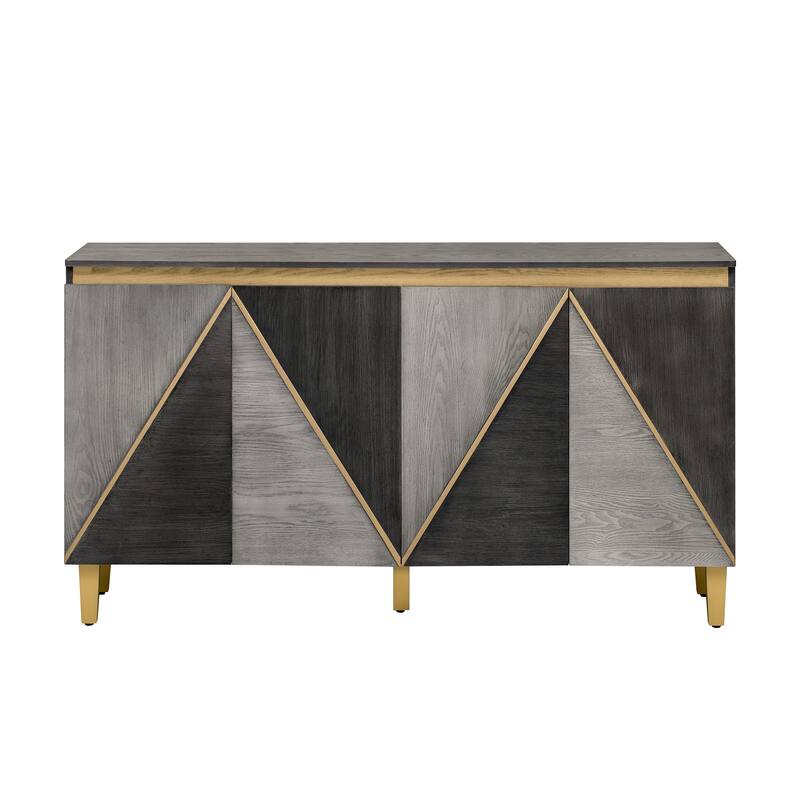 60" Retro 4-Door Buffet Cabinet with Storage and Adjustable Shelves