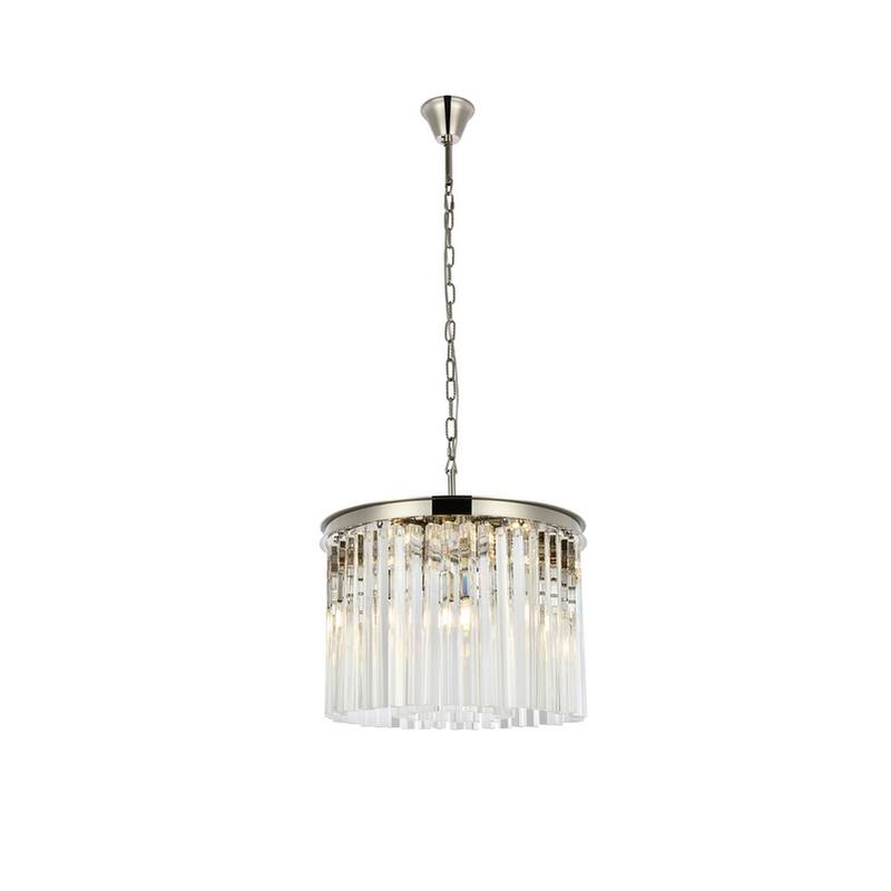 Royce Edge 6-Light Polished Nickel Pendant - polished nickel (royal cut clear crystals)
