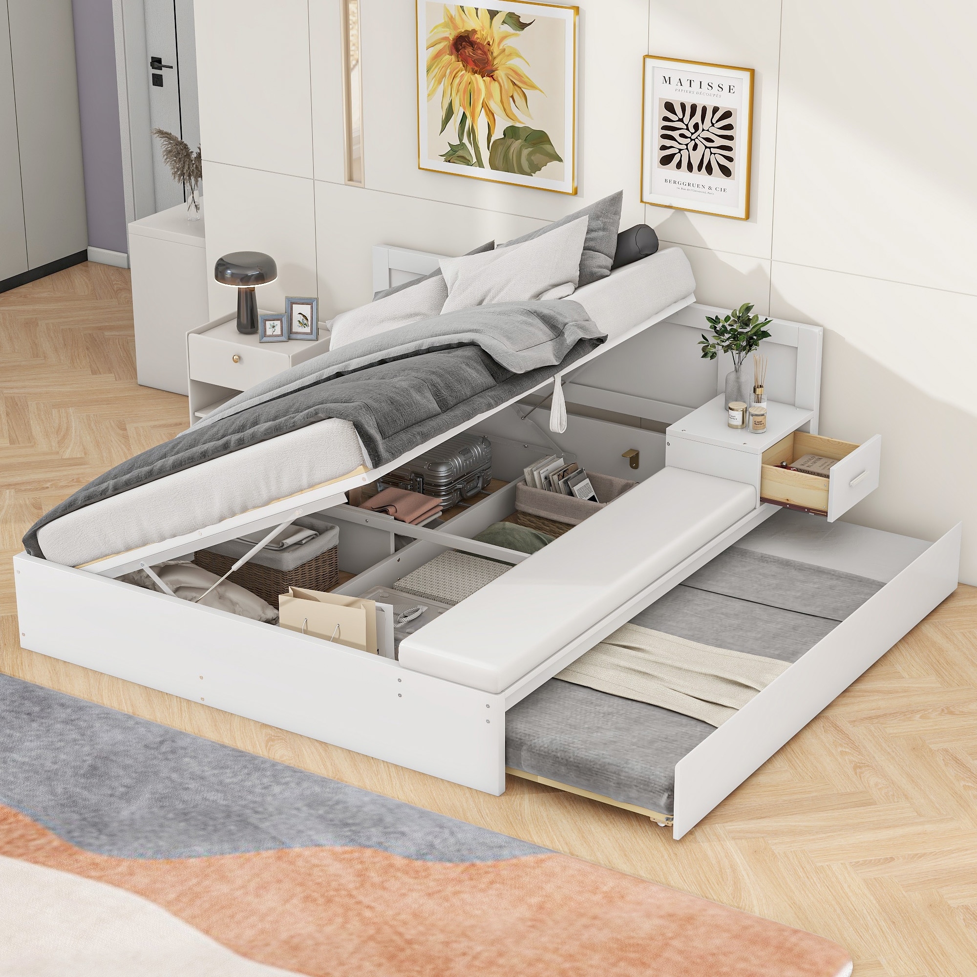 Side lift up storage bed discount
