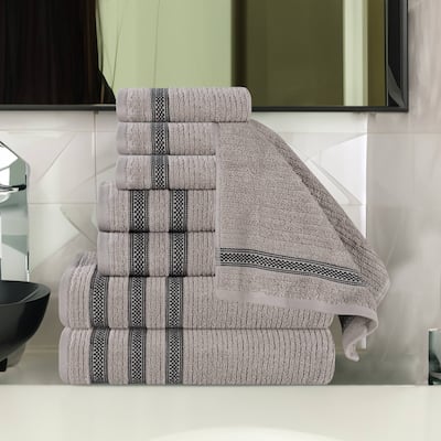 Superior Brea Zero Twist Cotton Ribbed Modern 8 Piece Bathroom Towel Set
