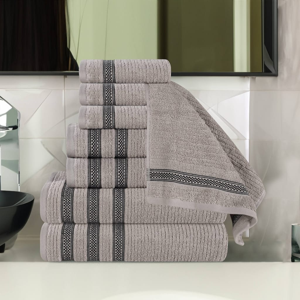Superior Brea Zero Twist Cotton Ribbed Modern 8 Piece Bathroom Towel Set