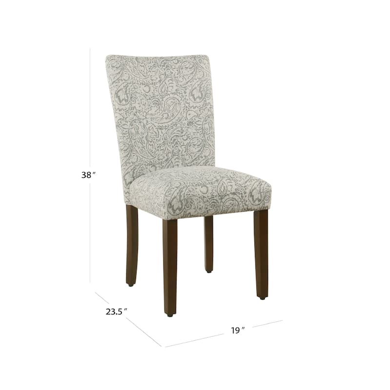 Jax Parsons Dining Chair Set of 2, Dark Walnut, Gray Beige Floral
