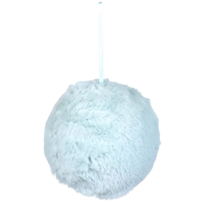 4" Light Green Faux Fur Plush Ball Christmas Ornament