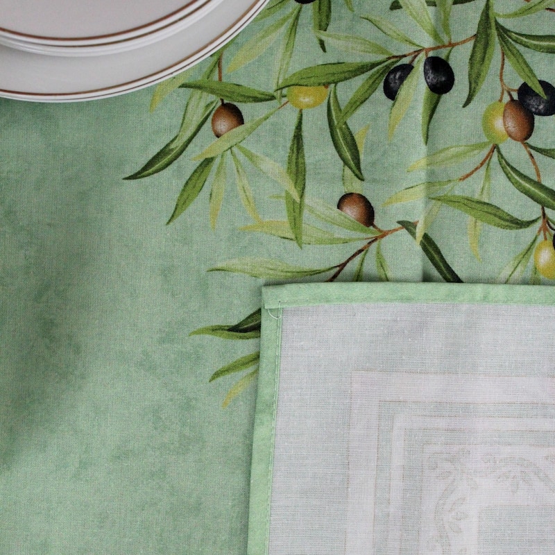 Wipeable Spill Resistant Provencal Cotton Cannes Collection Tablecloth