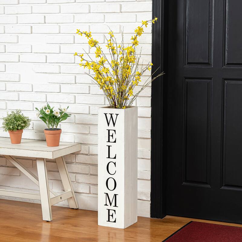 Glitzhome 30"H Rustic Welcome & Home or Welcome & Porch Double Sided Wooden Planter Sign Front Door Decor(2025 Quality-upgraded)