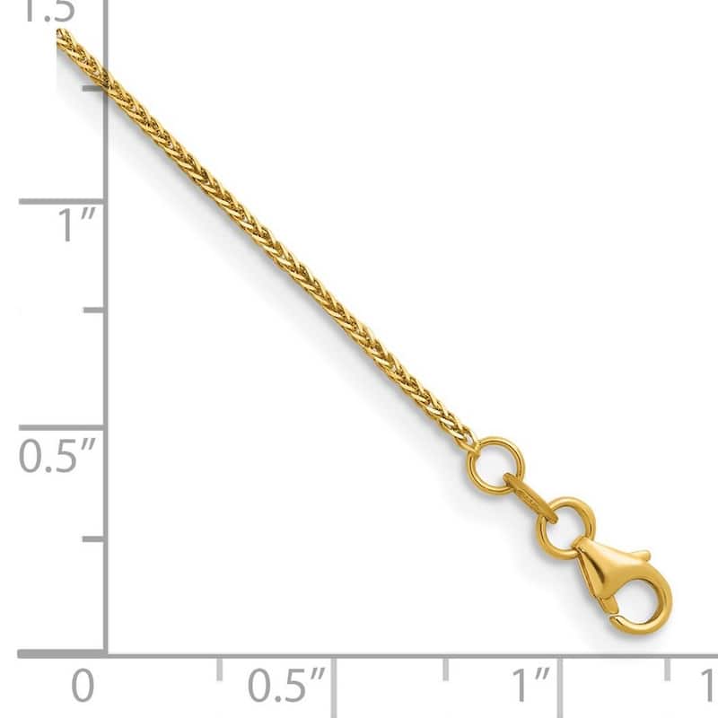 Curata Italian 14k Yellow Gold 0.7mm Diamond Cut Wheat Chain Necklace (Lobster)