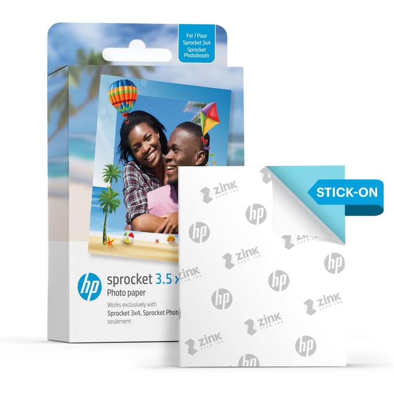 HP Sprocket 3.5x4.25” Zink Sticky-backed Photo Paper (50 Pack) for the HP Sprocket 3x4 Photo Printer - White