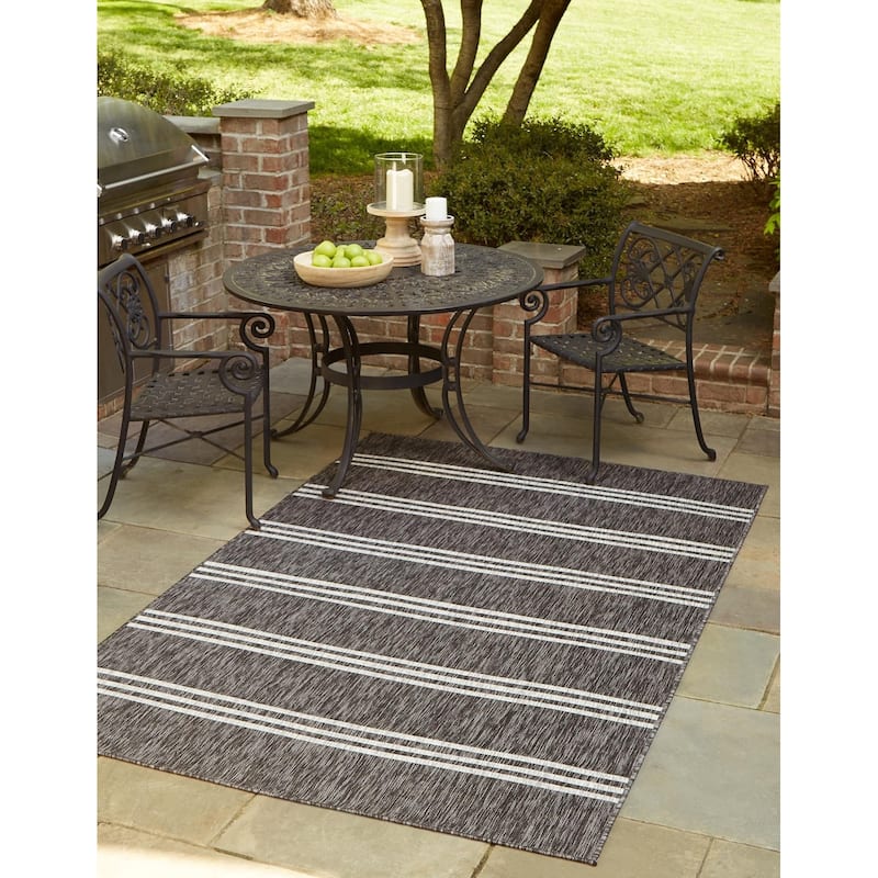 Outdoor Zrand Collection Area Rug - Charcoal - 6'x9'