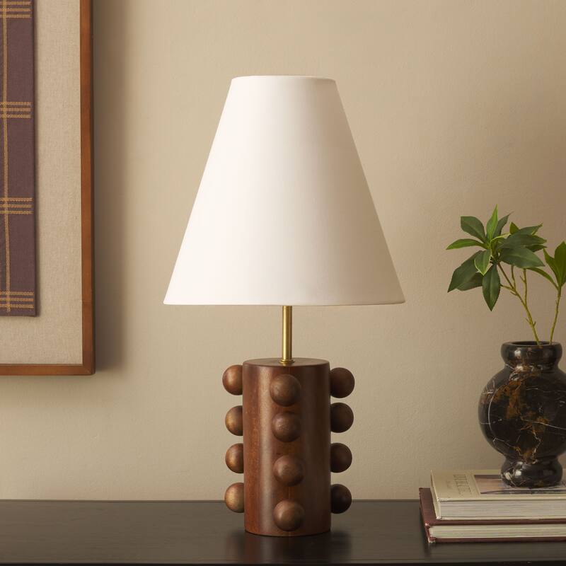 SAFAVIEH Lighting Millie Table Lamp 22-inch Wood Base Design - 12"W x 12"D x 22"H