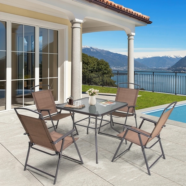 5 Piece Patio Dining Set with Umbrella Hole - On Sale - Overstock
