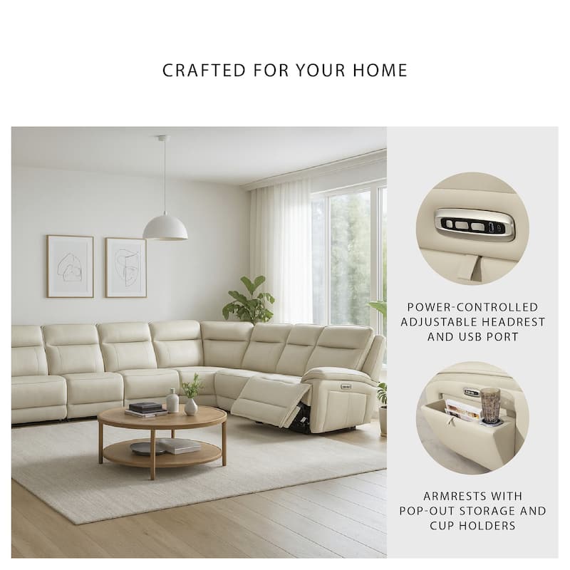 Signature Design by Ashley Double Deal Beige 6-Piece Reclining Sectional - 155.75"W x 123.5"D x 42.5"H