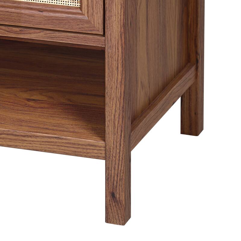Jasper Rattan Modern Coastal 2-Shelf Bath Vanity Cabinet Only (Sink Basin Not Included), By JONATHAN Y